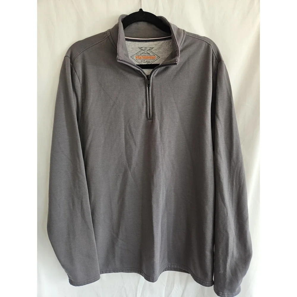 Original Weatherproof Vintage Size Large Quarter Zip Pullover Gray